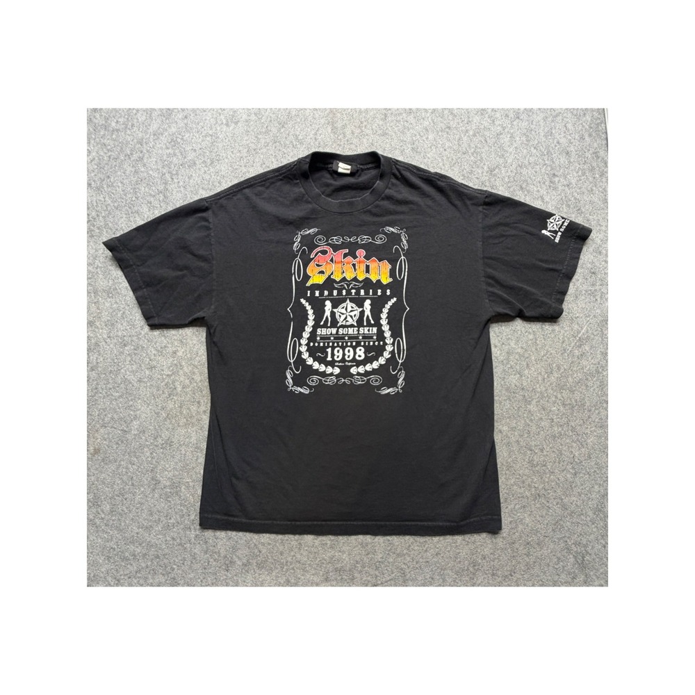 Skin Industries Mens XL Black Graphic T-Shirt Show Some Skin 1998 Domination